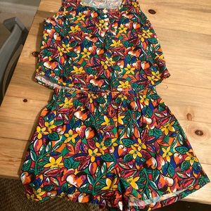 Vintage Summer Floral Crop Top & Shorts Outfit Miami Medium Victor Harbour